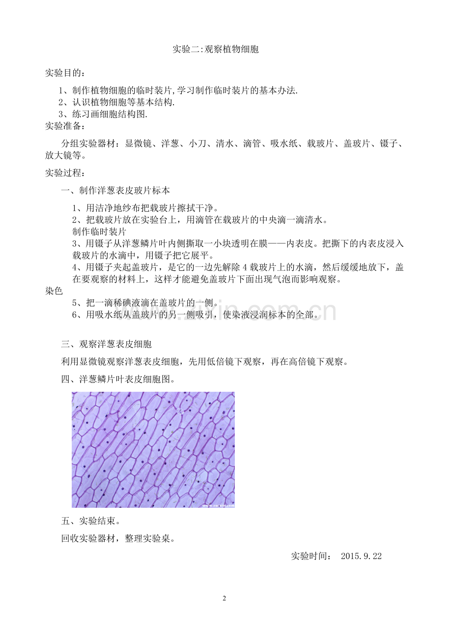 七年级上学期生物实验报告汇总.doc_第2页