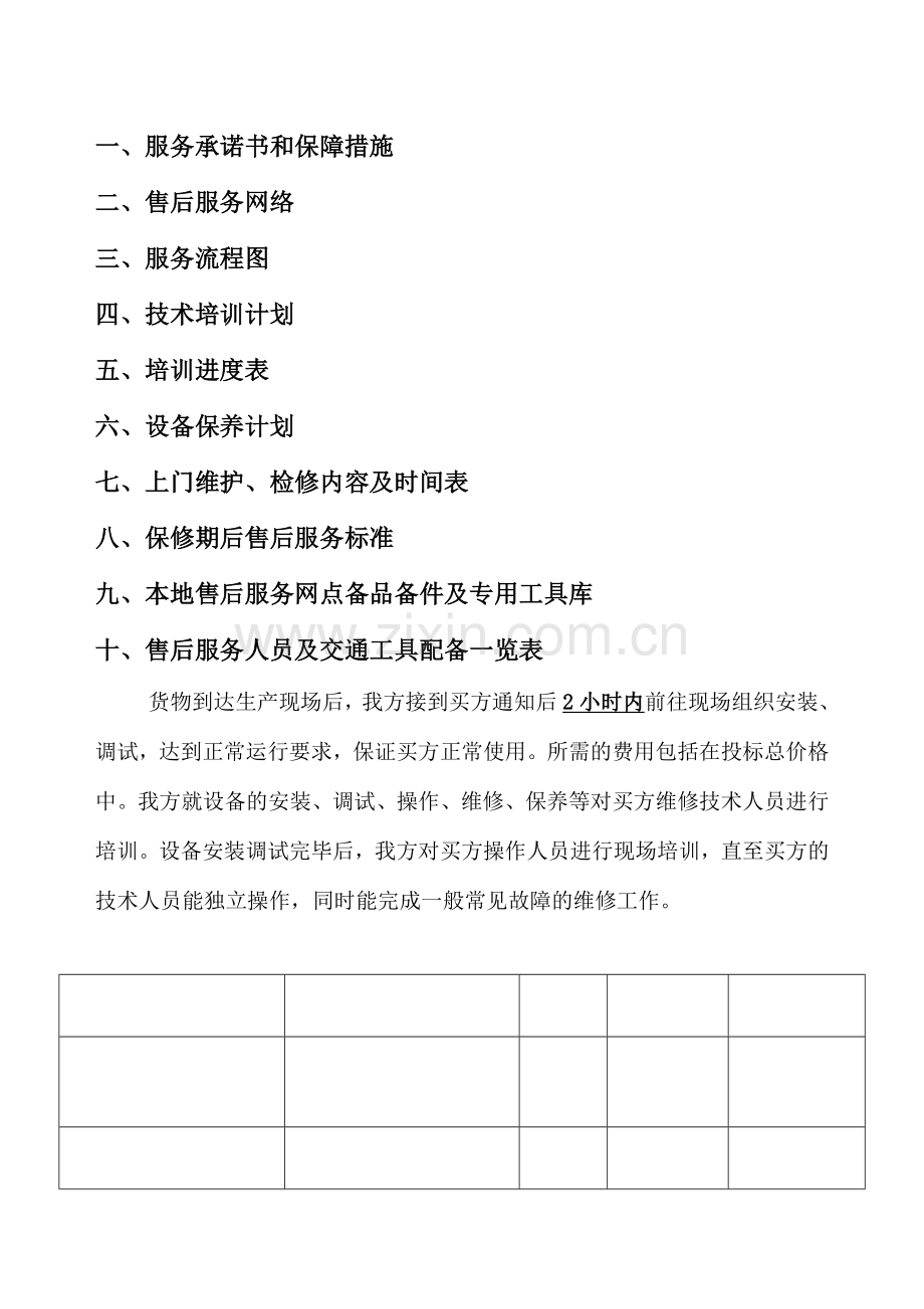 厨房设备售后服务计划及承诺.docx_第1页