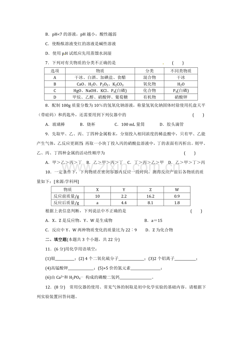 2012中考化学试题及答案四川宜宾市.doc_第2页