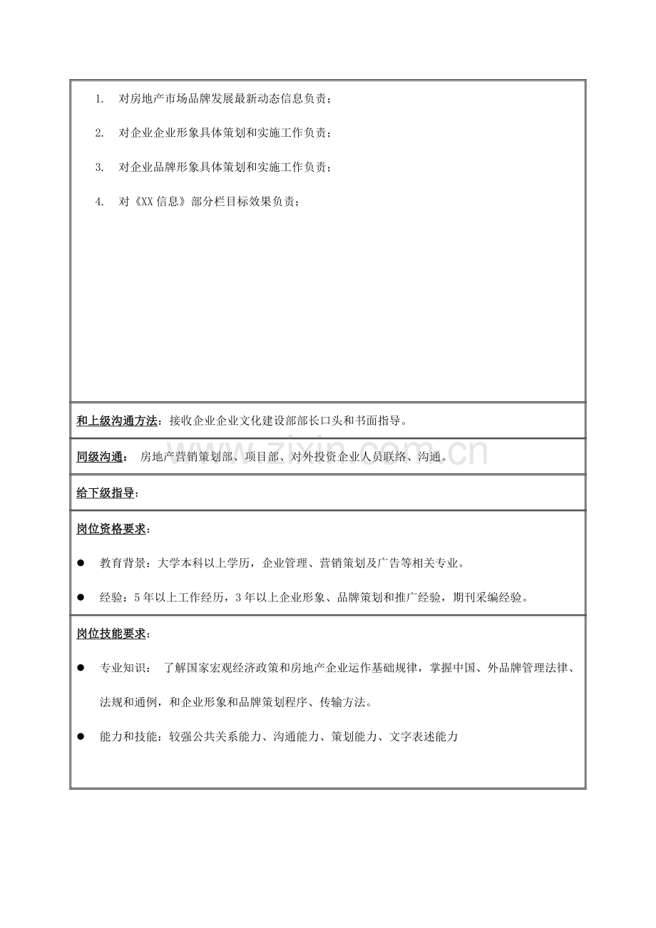 企业文化建设部品牌管理岗位职责样本.doc_第2页