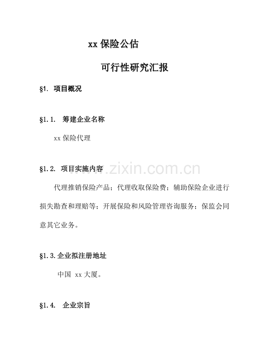 保险公估有限公司可行性研究报告样本.doc_第1页