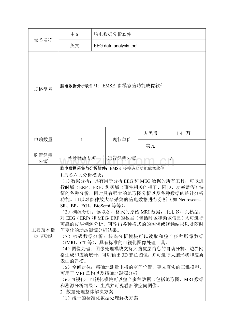 大型仪器设备购置论证报告脑电数据分析软件.doc_第3页