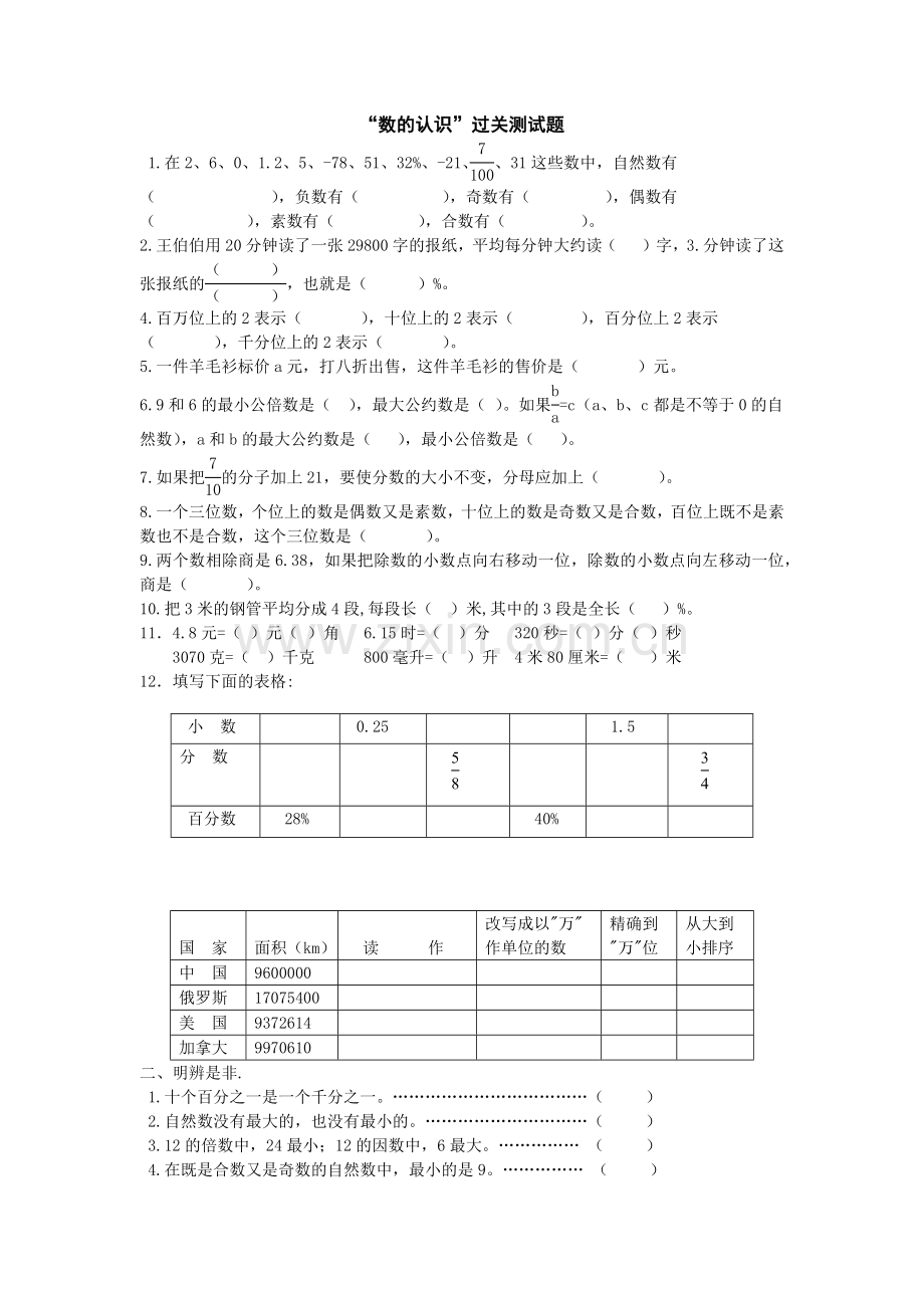 小学六年级下册数学总复习全部练习题.docx_第3页