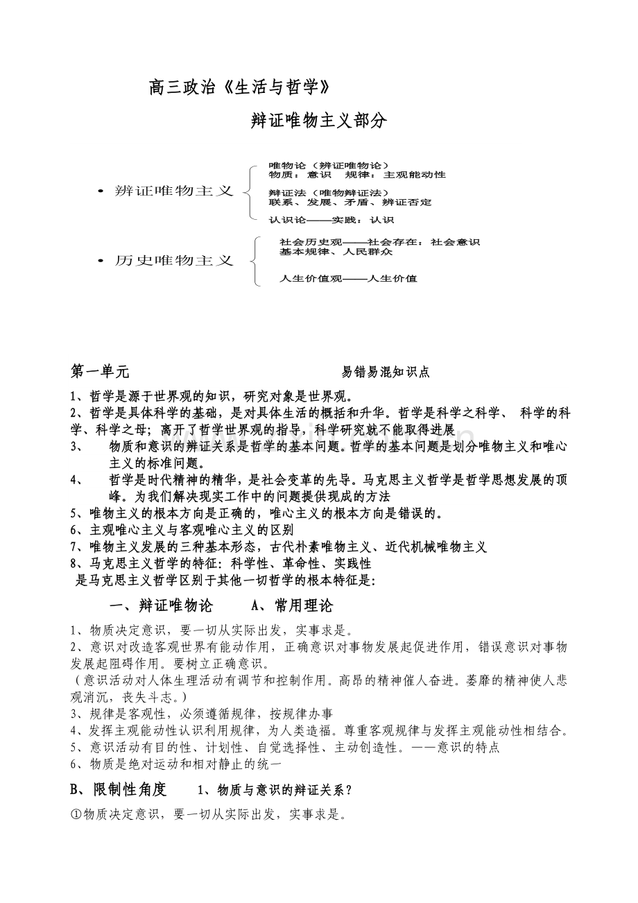 高中政治哲学与生活矛盾观部分重点总结.doc_第1页