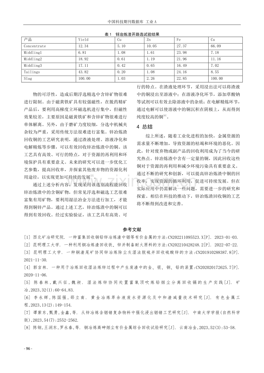 锌冶炼渣回收铜的工艺研究.pdf_第3页