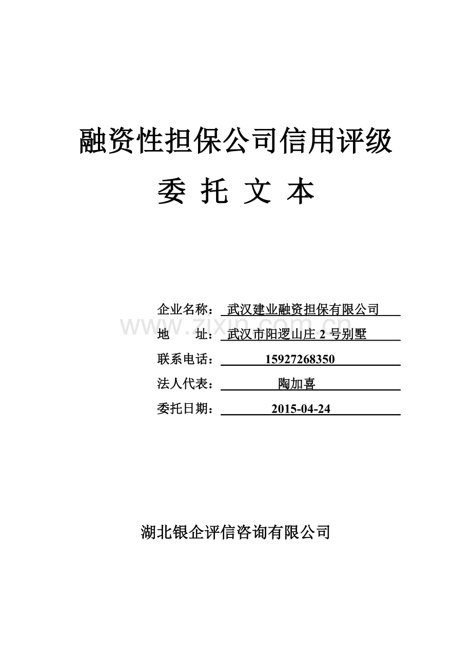 融资性担保公司信用评级委托文本.doc_第1页