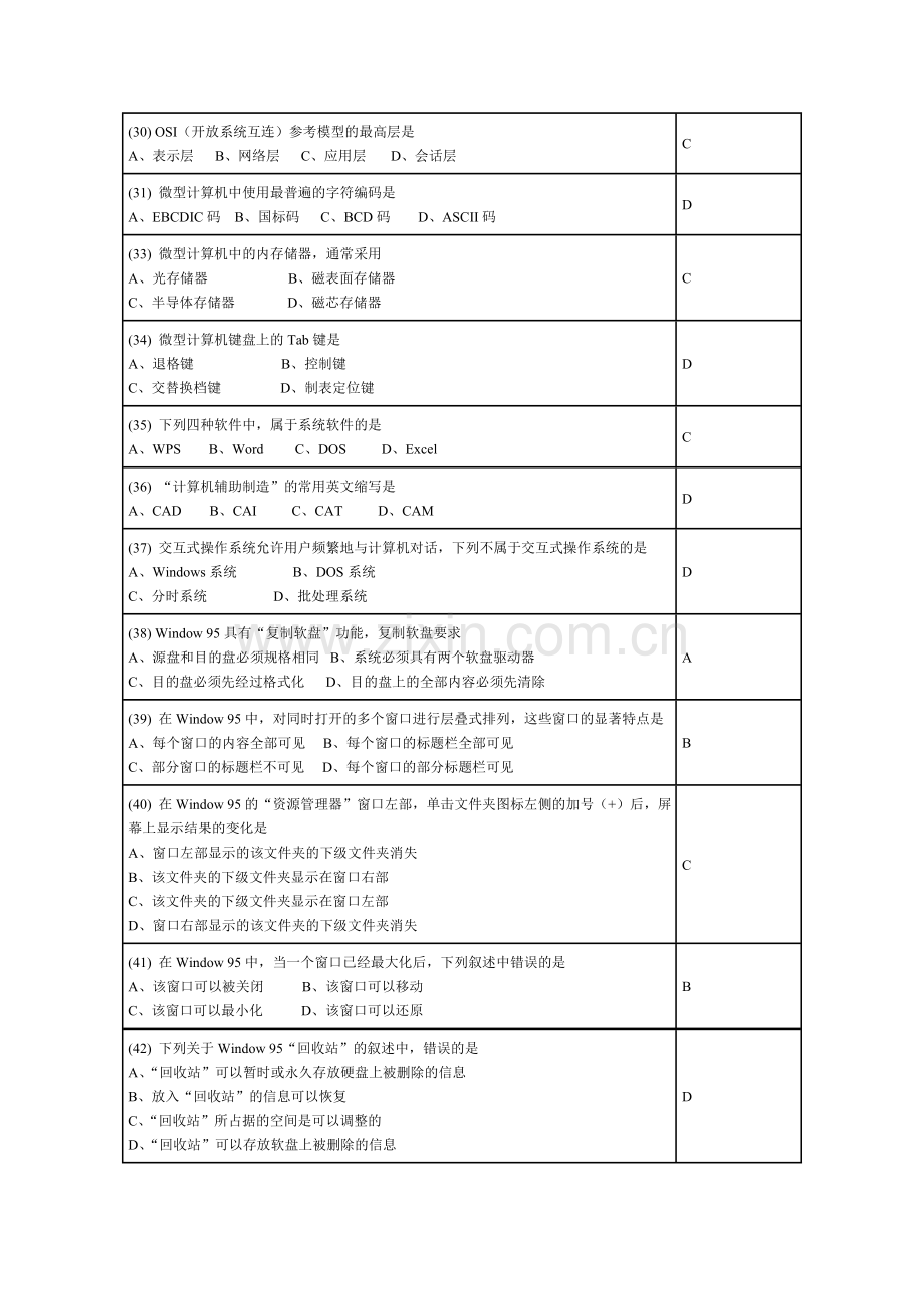 2013全国计算机等级考试一级Windows试题三.doc_第3页