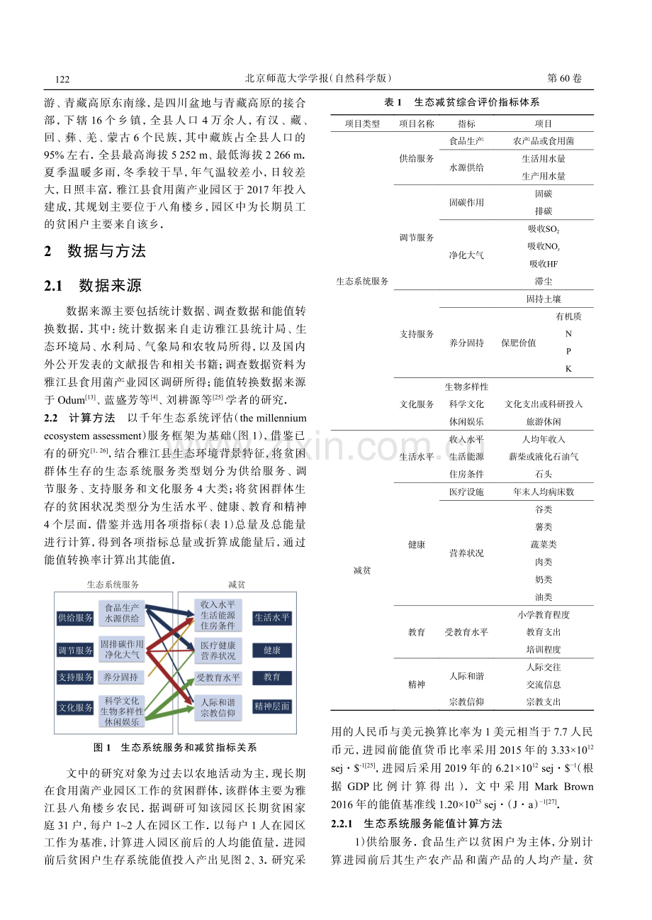 基于能值的生态系统服务与减贫关系分析——以雅江县食用菌产业园为例.pdf_第2页