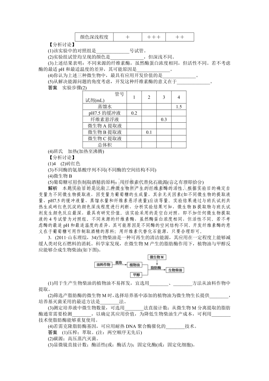 噶米新课标高考总复习课堂强化训练：选修一-微生物的培养与应用(人教版)(1).doc_第2页