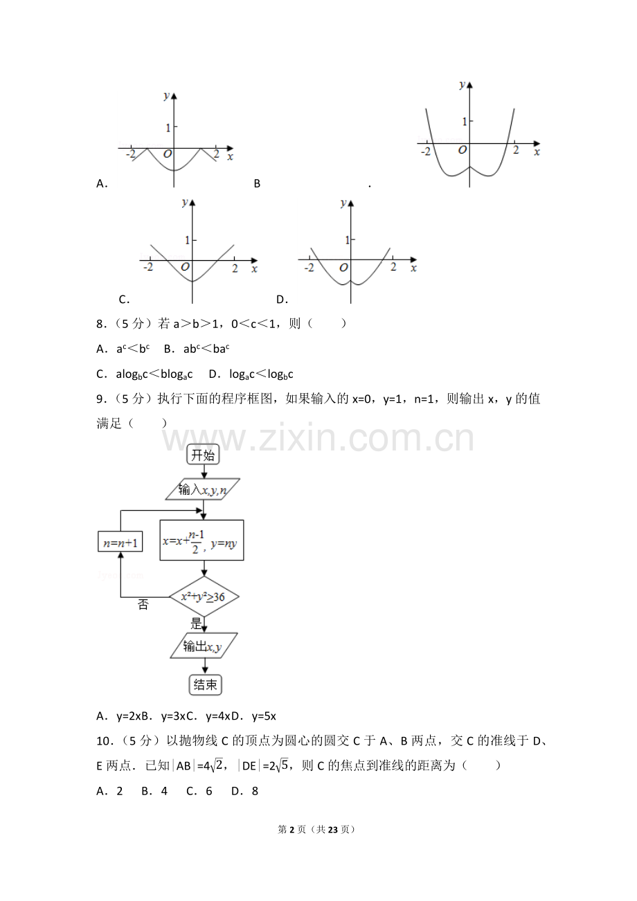 广东省高考数学试卷理科全国新课标ⅰ.docx_第2页