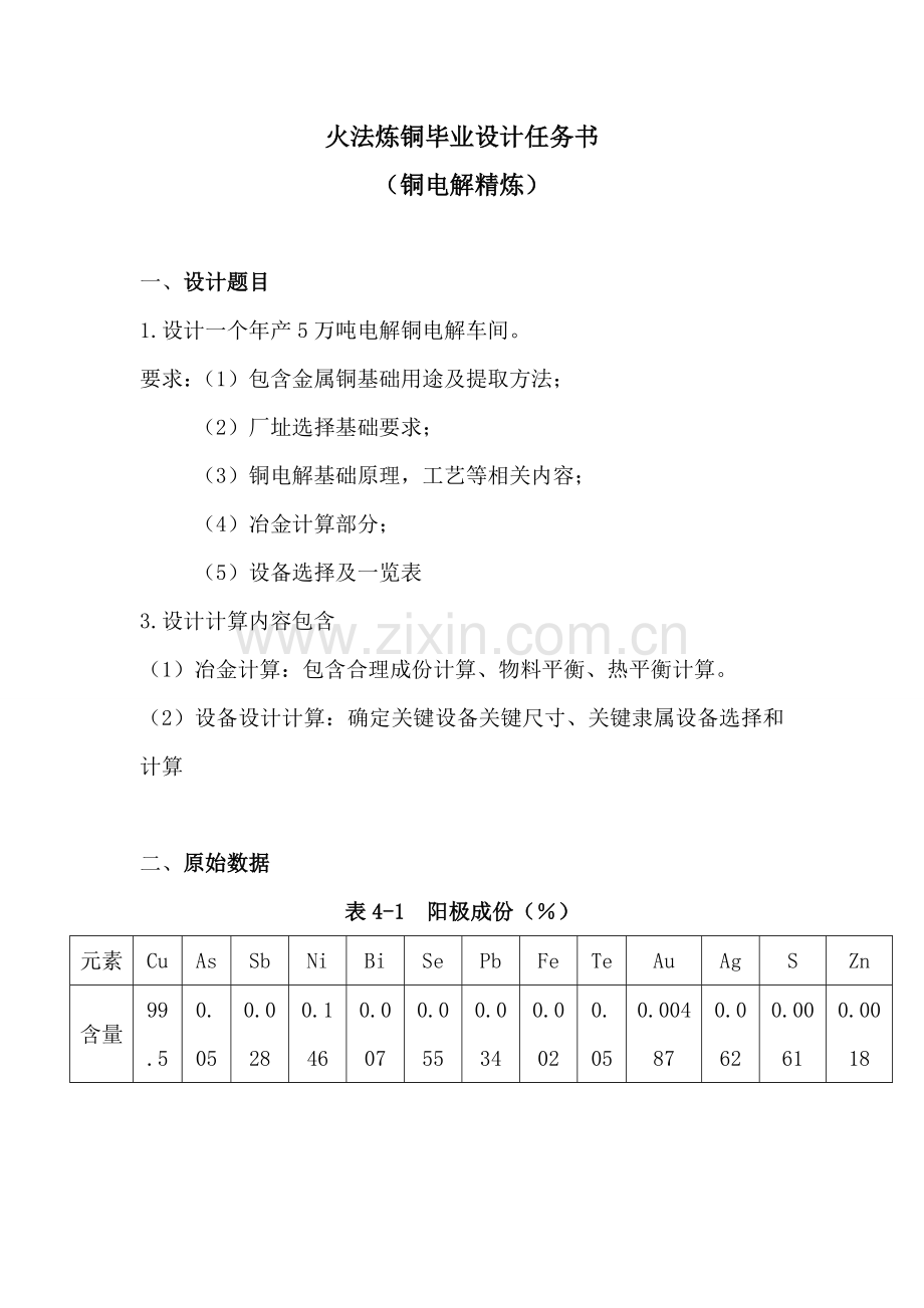 年产5万吨电解铜的电解车间毕业设计样本.doc_第1页