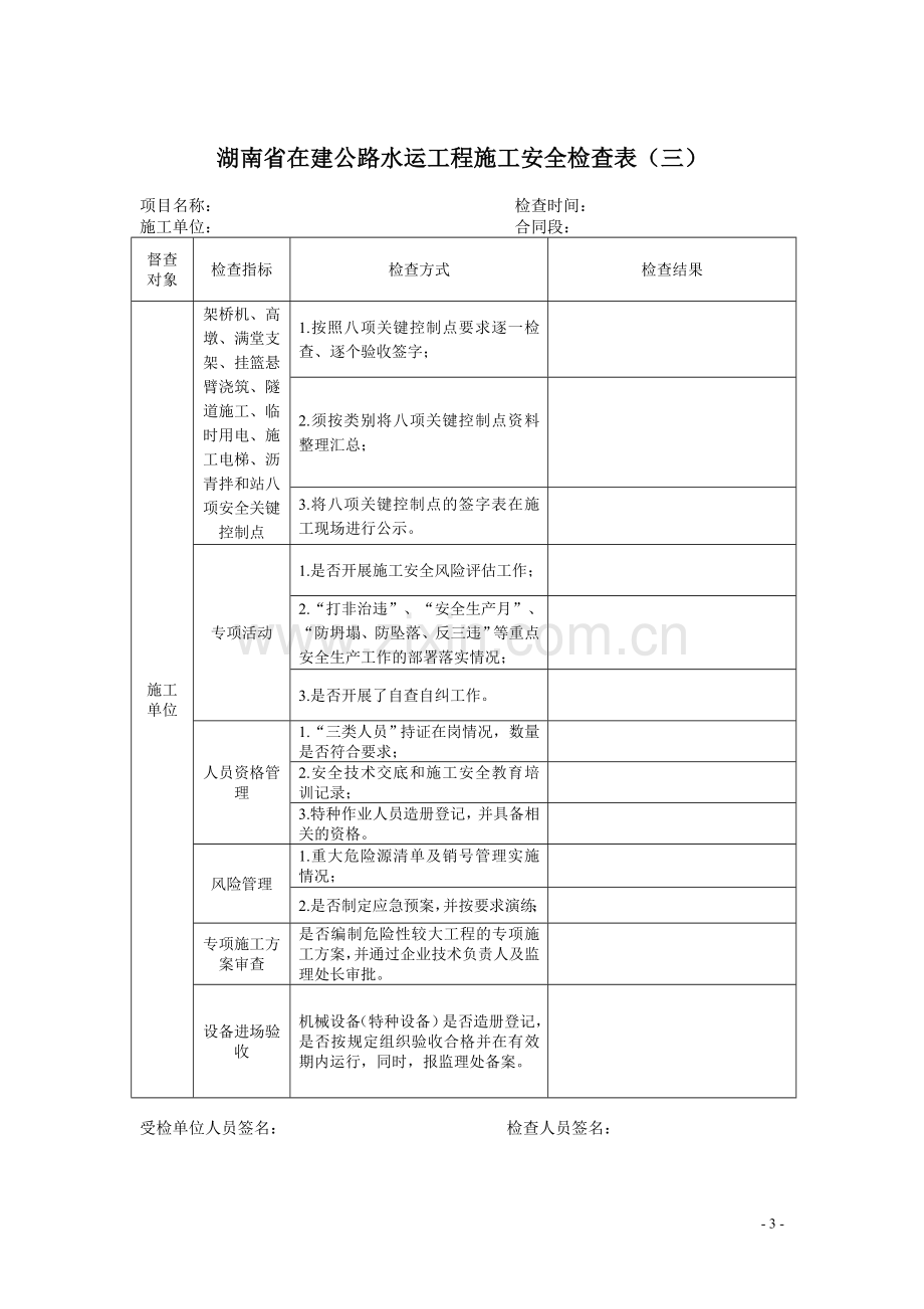 101在建公路水运工程施工安全检查表.doc_第3页