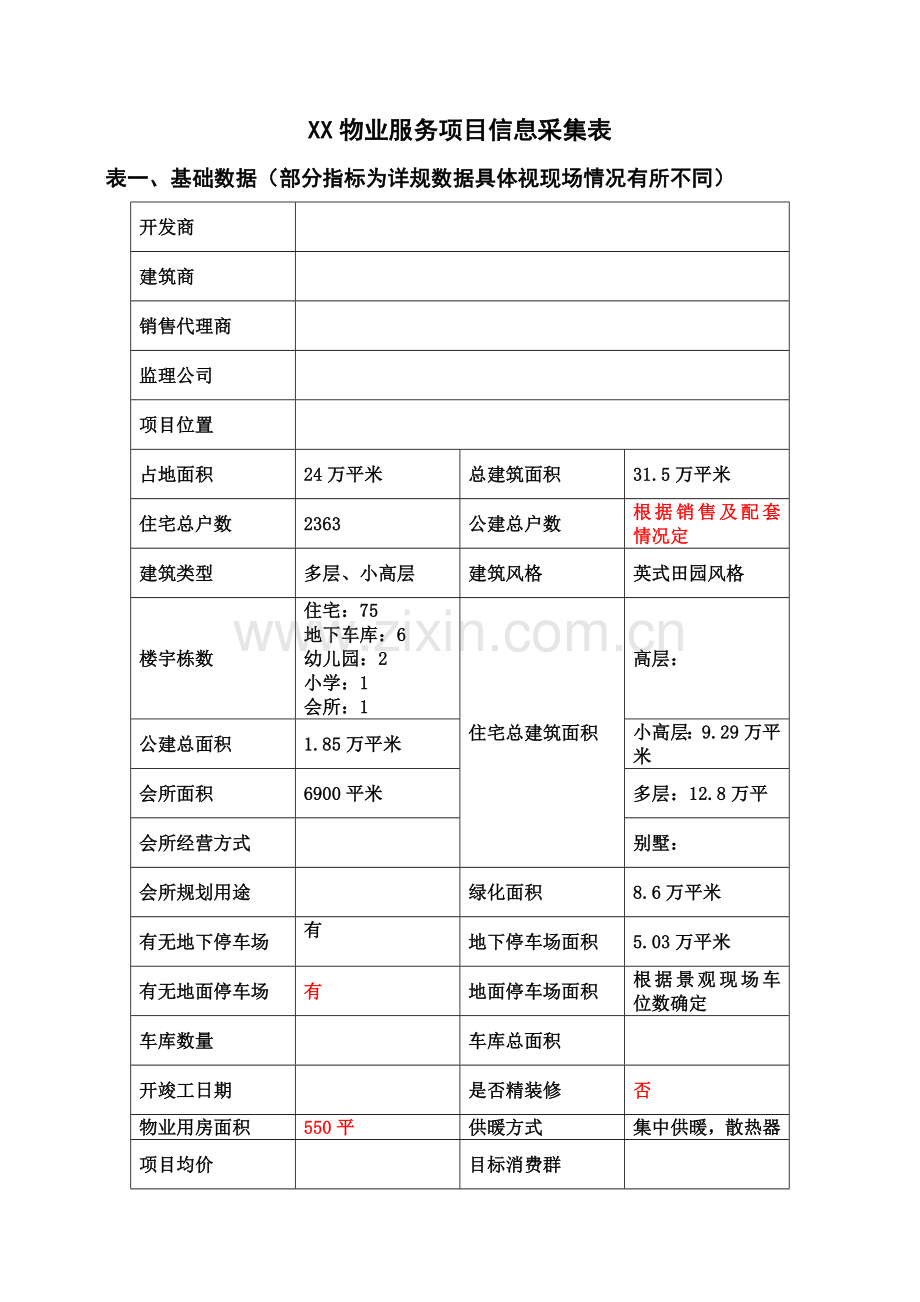 物业公司小区数据采集表.doc_第1页