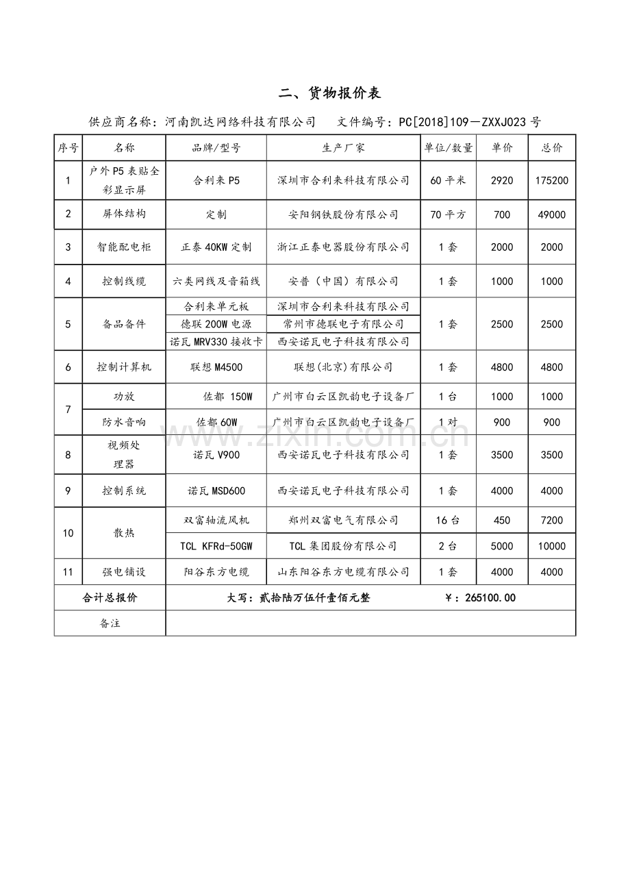 货物报价表1.doc_第1页