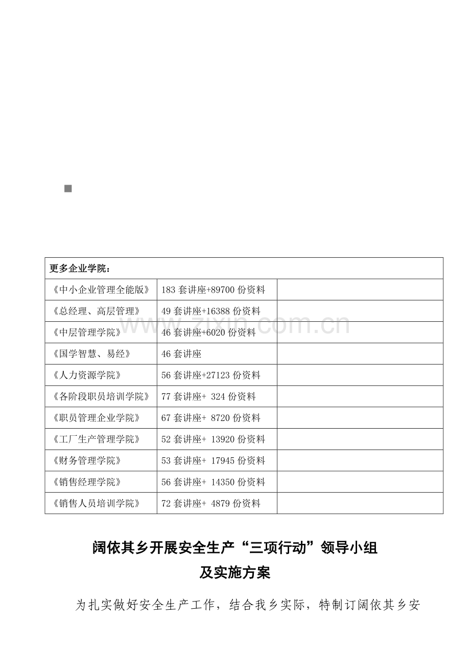 乡安全生产执法行动实施方案样本.doc_第1页