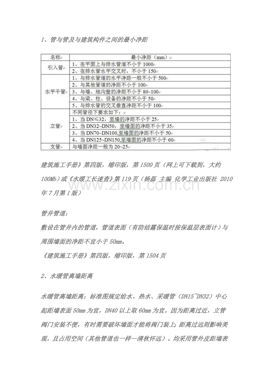 管与管及与建筑构件之间的最小净距.doc_第1页