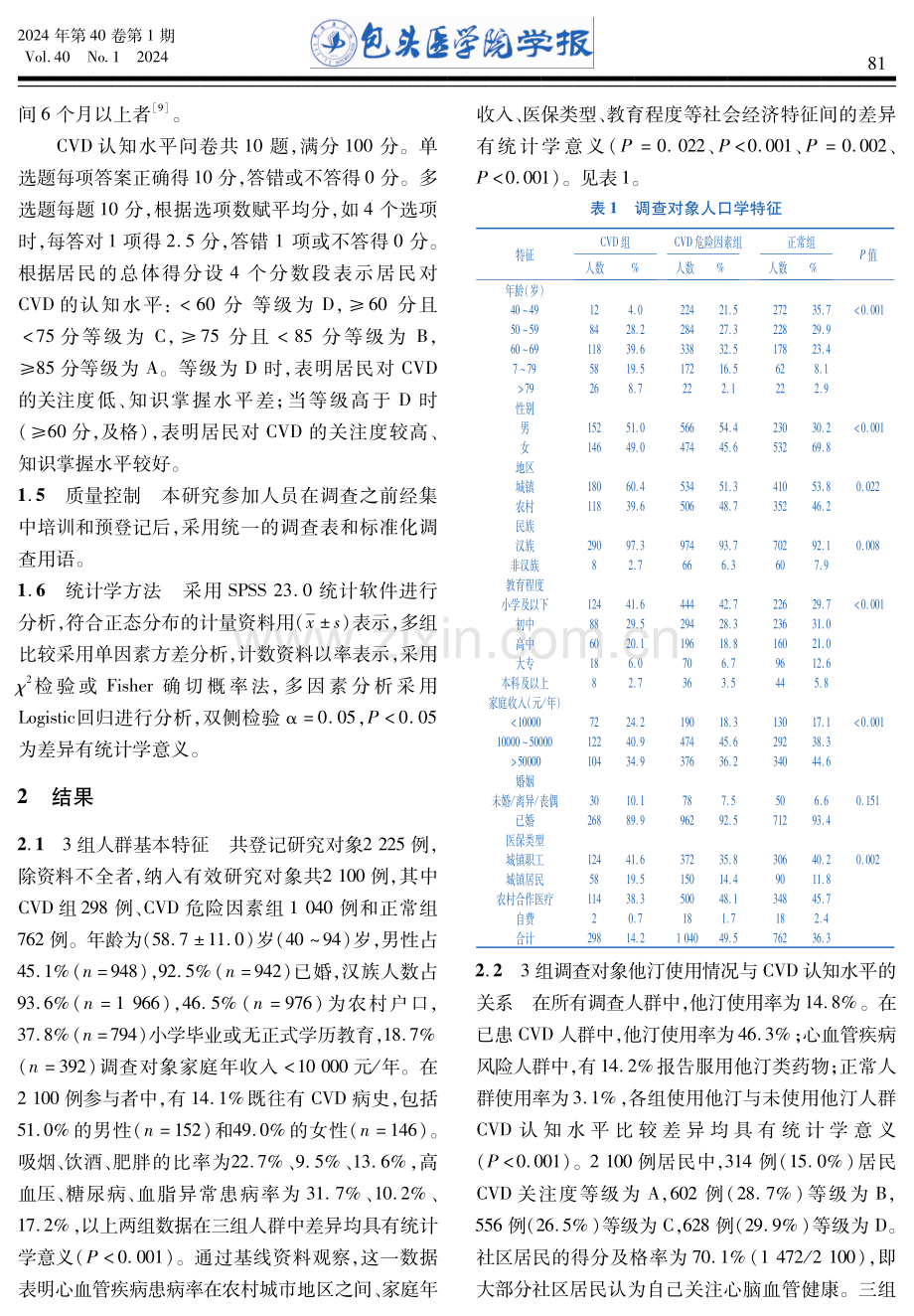 包头地区他汀类药物的使用现状及影响因素研究.pdf_第3页