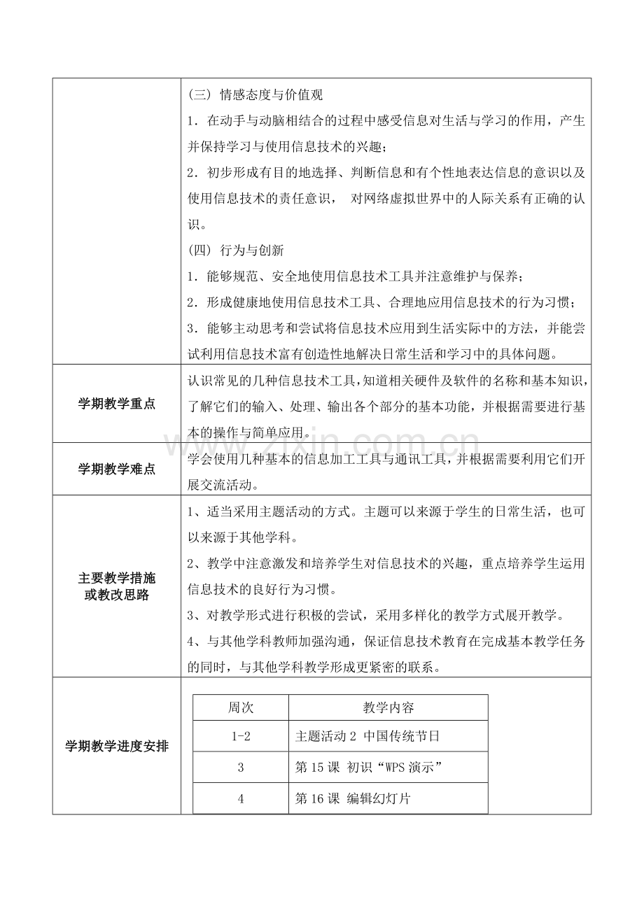 2018苏教版小学四年级下册信息技术教学计划.doc_第3页