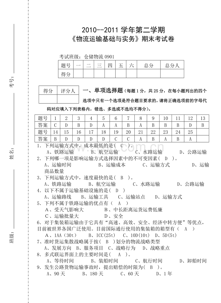 物流运输基础与实务.doc_第1页