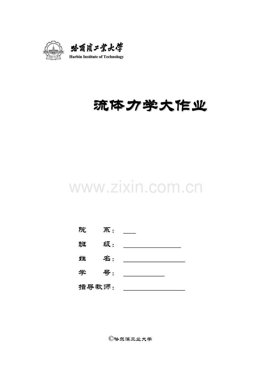 哈工大流体力学大作业管路计算.docx_第1页