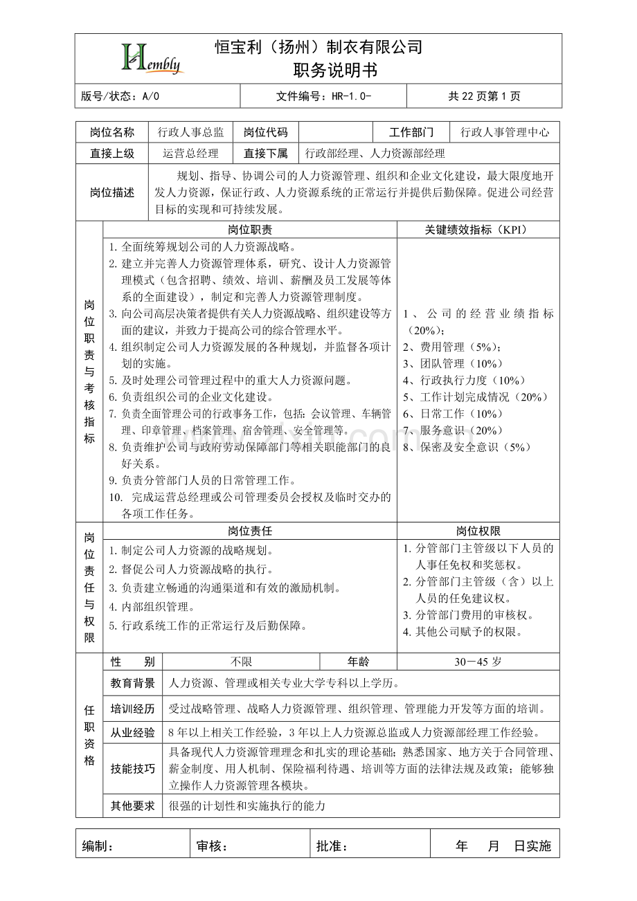 岗位说明书运营卷.doc_第1页