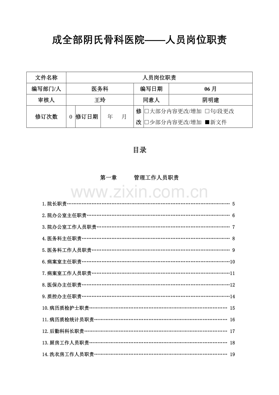 骨科医院人员岗位职责汇编样本.doc_第1页