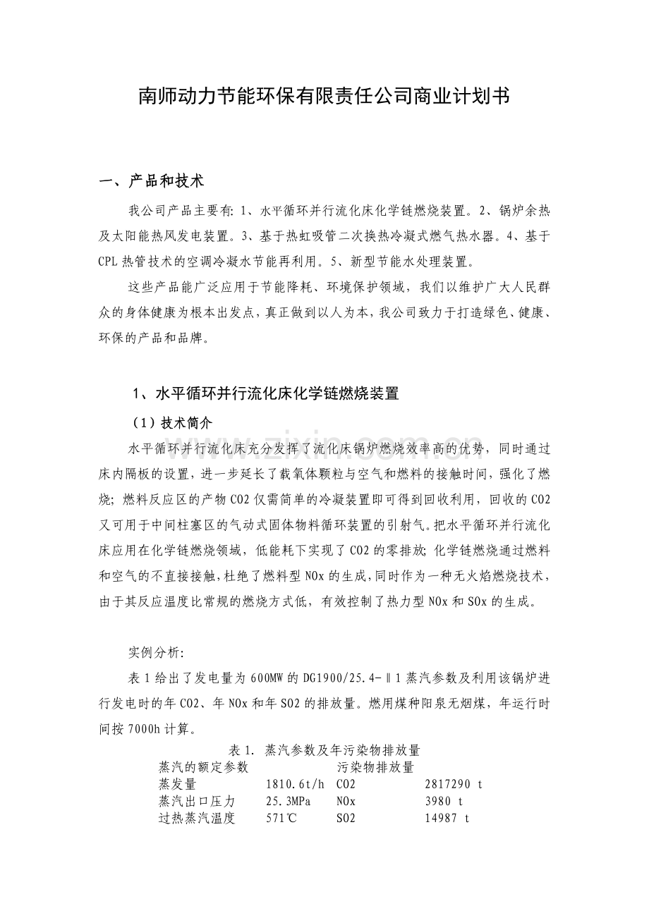 南师动力节能环保有限责任公司商业计划书.doc_第1页