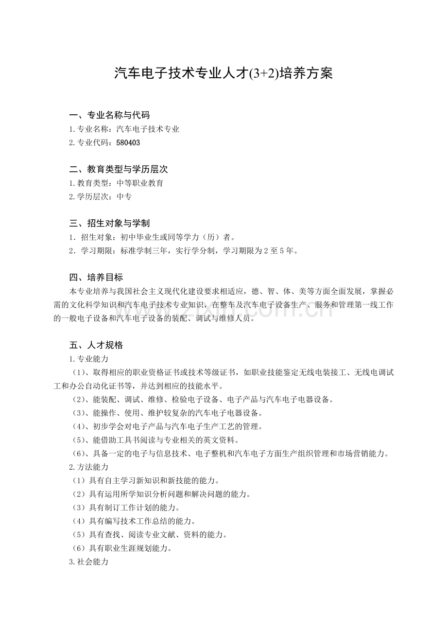 汽车专业人才培养方案解读.doc_第1页