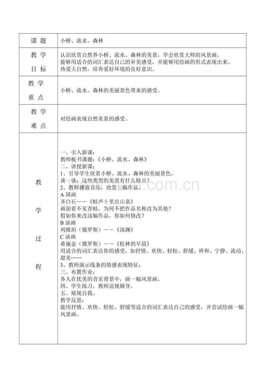 岭南版四年级全册美术教学设计.doc_第1页