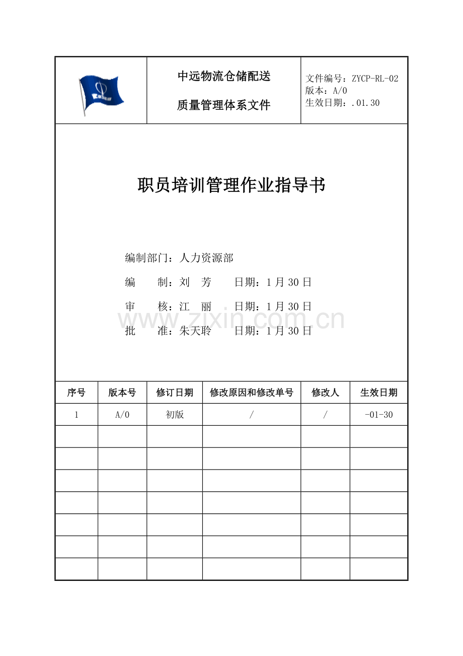 员工培训管理作业指导书样本.doc_第1页