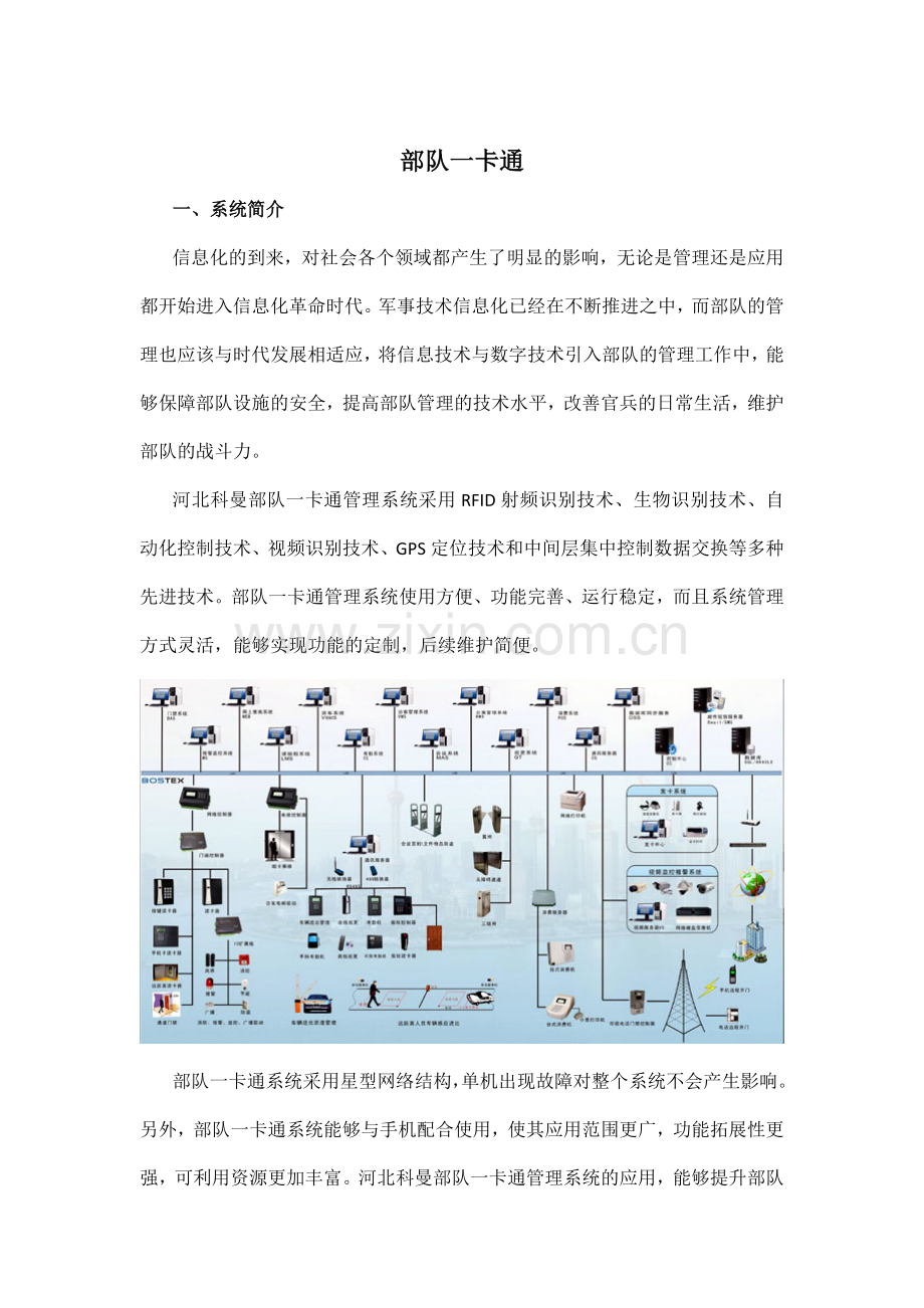 军队营区部队一卡通系统解决方案.docx_第1页