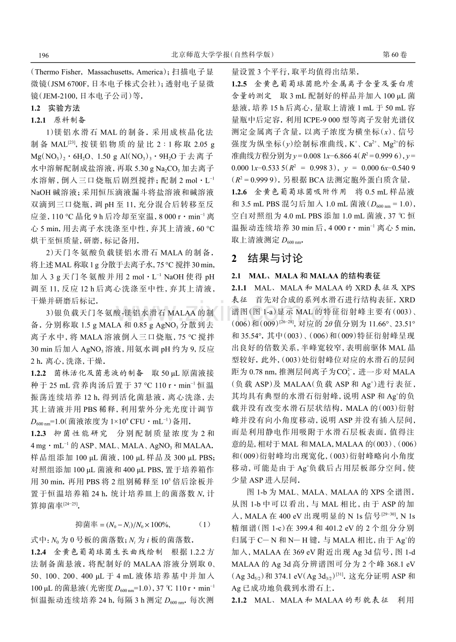 改性镁基水滑石制备及其对金黄色葡萄球菌的活性抑制研究.pdf_第2页