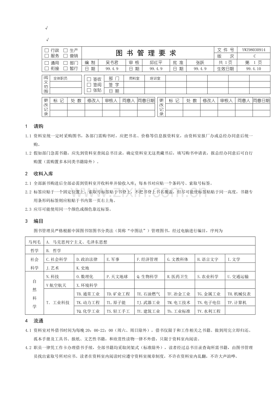 公司图书管理规定模板样本.doc_第1页