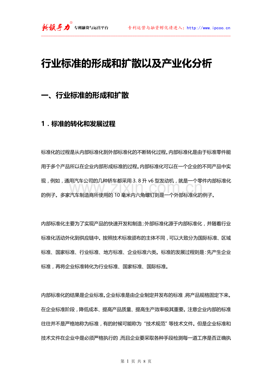 行业标准的形成和扩散以及产业化分析.doc_第1页