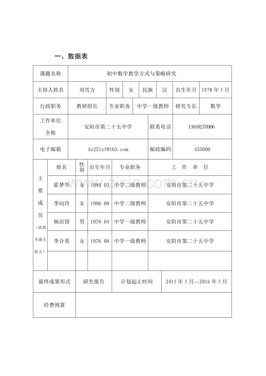 初中数学教学方式与策略研究立项申报书.doc_第3页