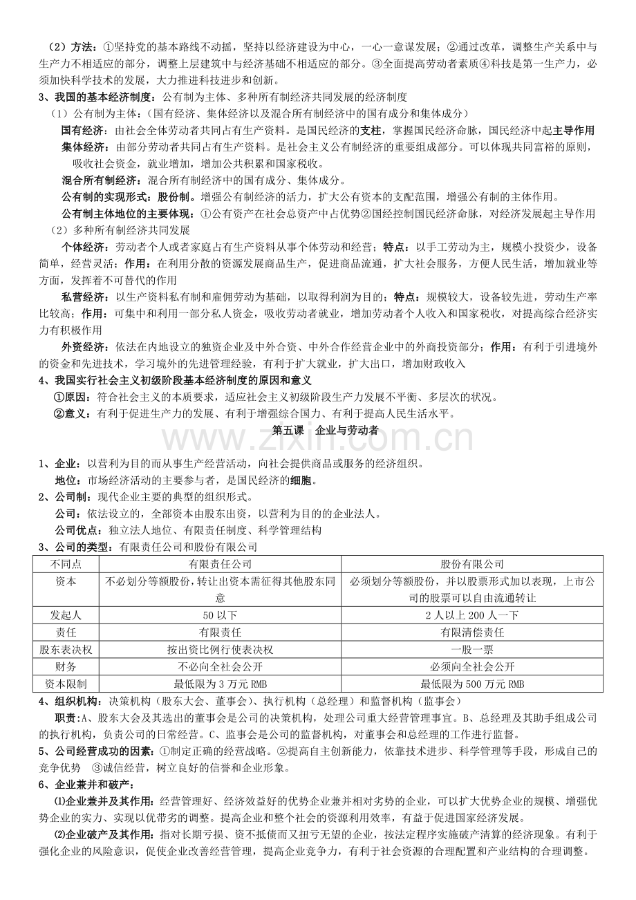 高中政治会考高考知识点总结与归纳整理知识主干.doc_第2页