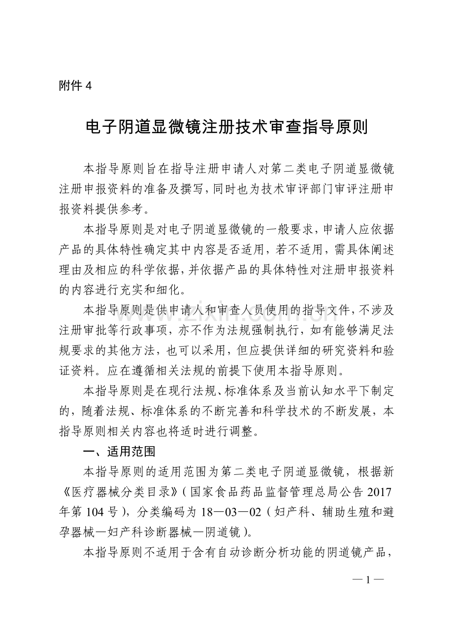 电子阴道显微镜注册技术审查指导原则医疗器械技术审评中心.doc_第1页