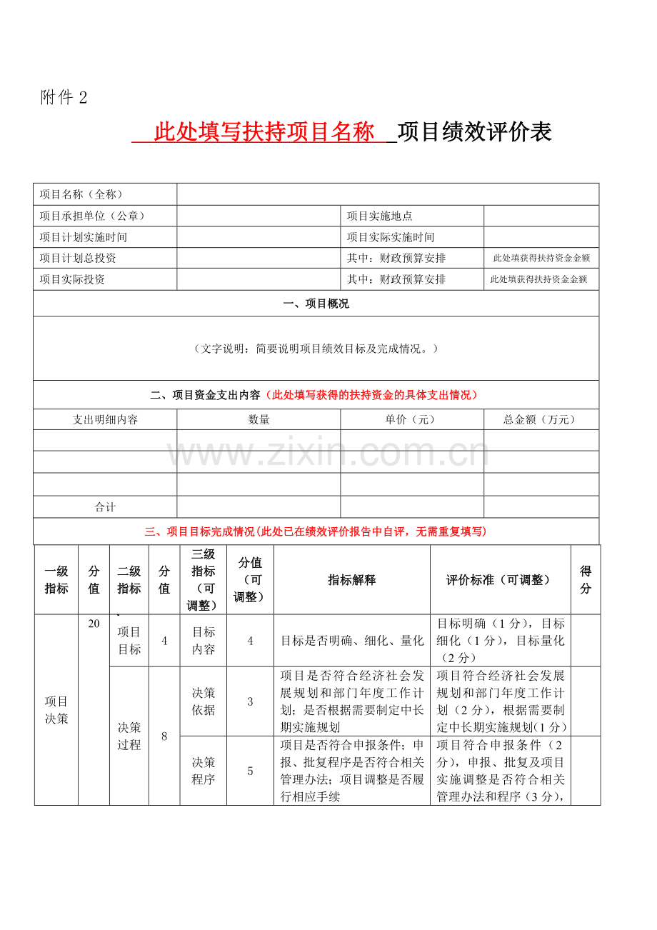 项目绩效评价表.doc_第1页