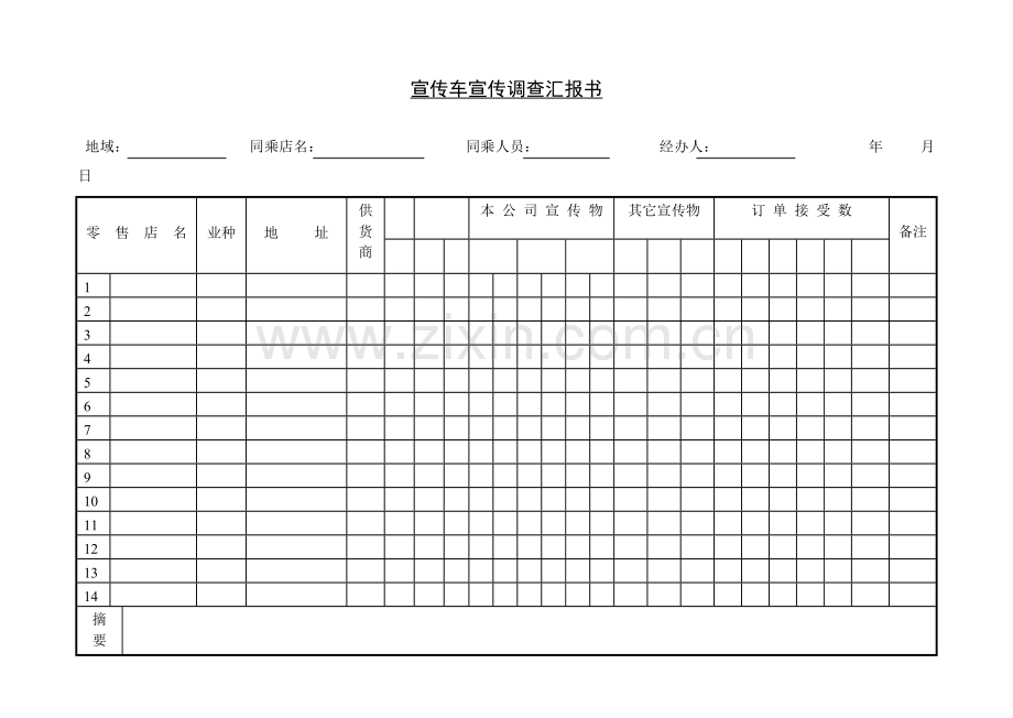 企业宣传车宣传调查报告书样本.doc_第1页