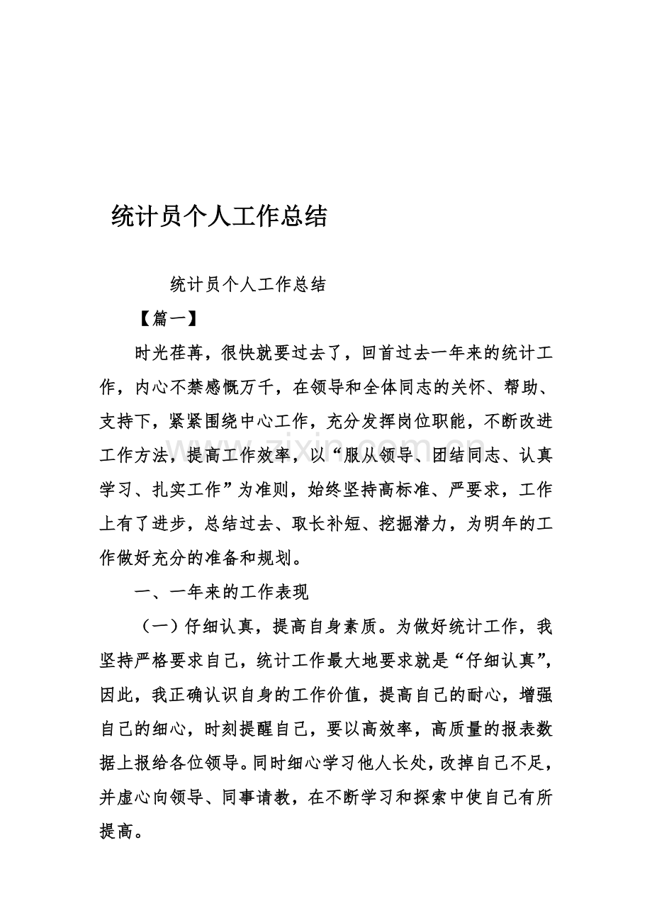 统计员个人工作总结资料.doc_第1页