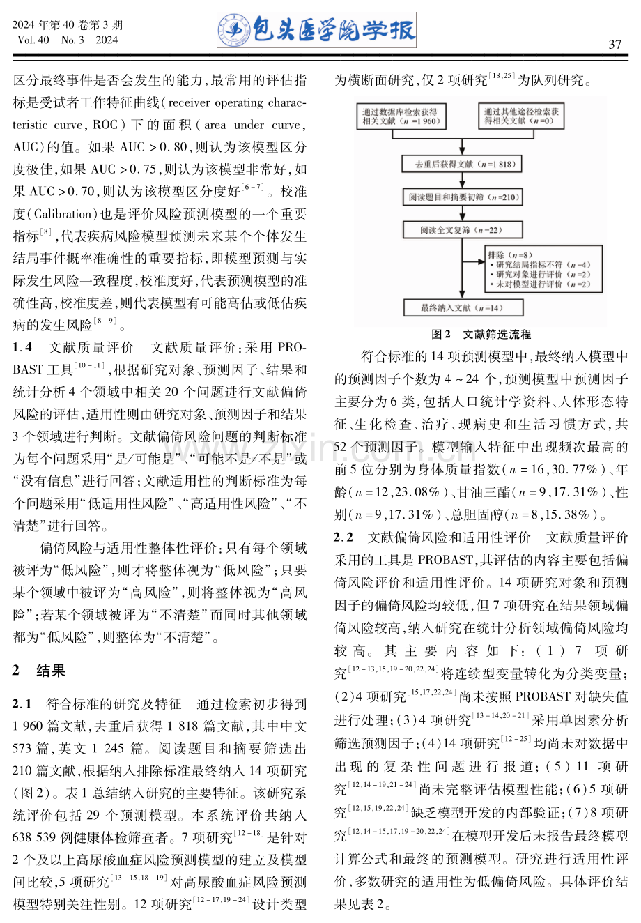 健康筛查发生高尿酸血症风险预测模型的系统评价.pdf_第3页