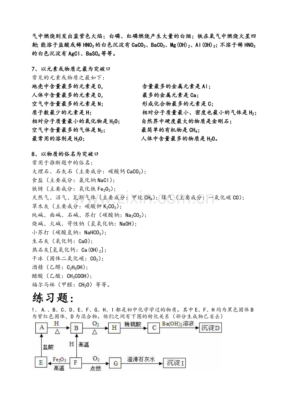 中考化学——无机推断题复习资料-(1)资料.doc_第3页