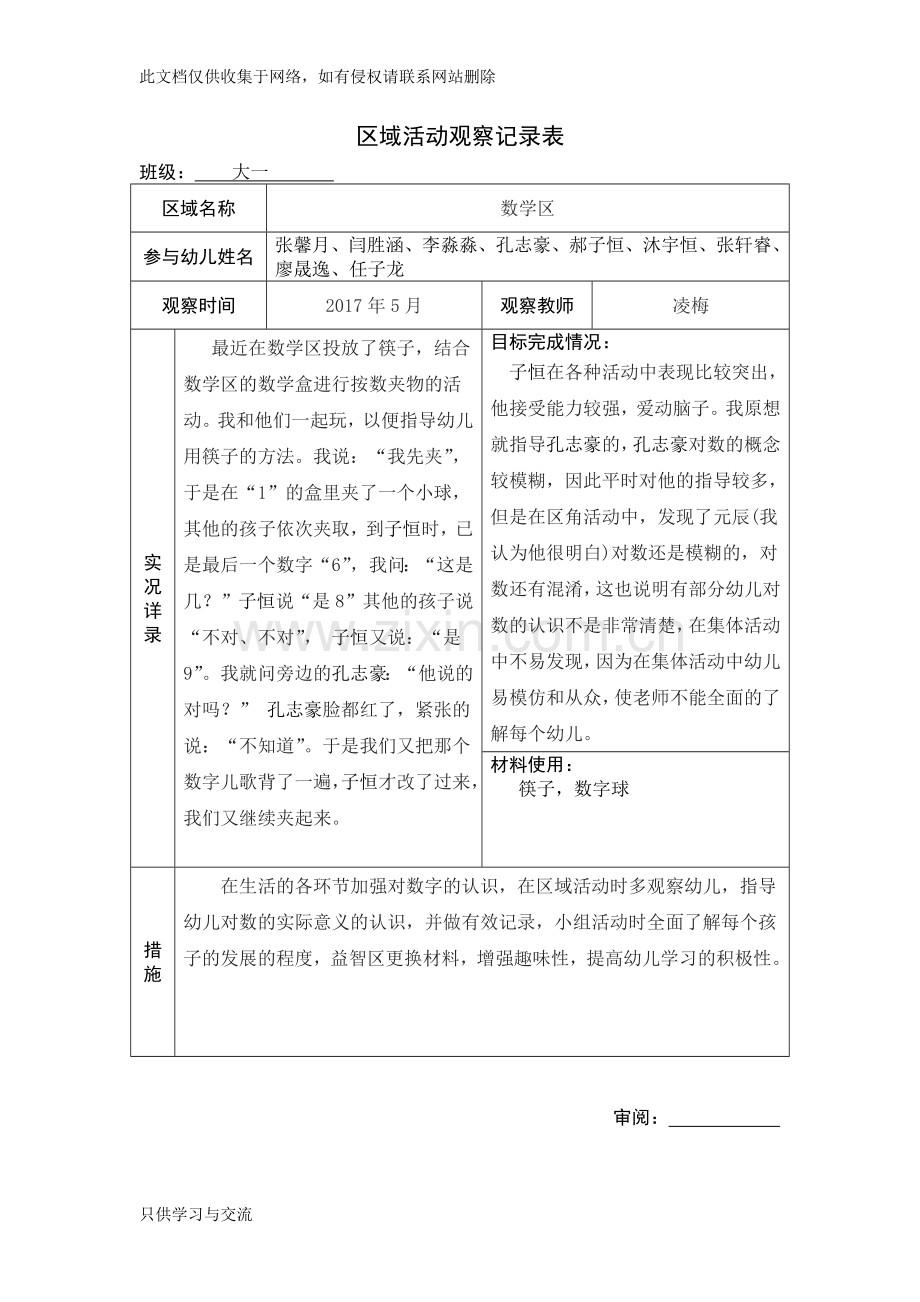 幼儿园大班区域活动观察记录教学文稿.docx_第2页