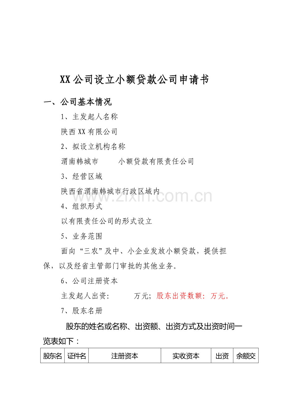 XX公司设立小额贷款公司申请书(1)资料.doc_第2页