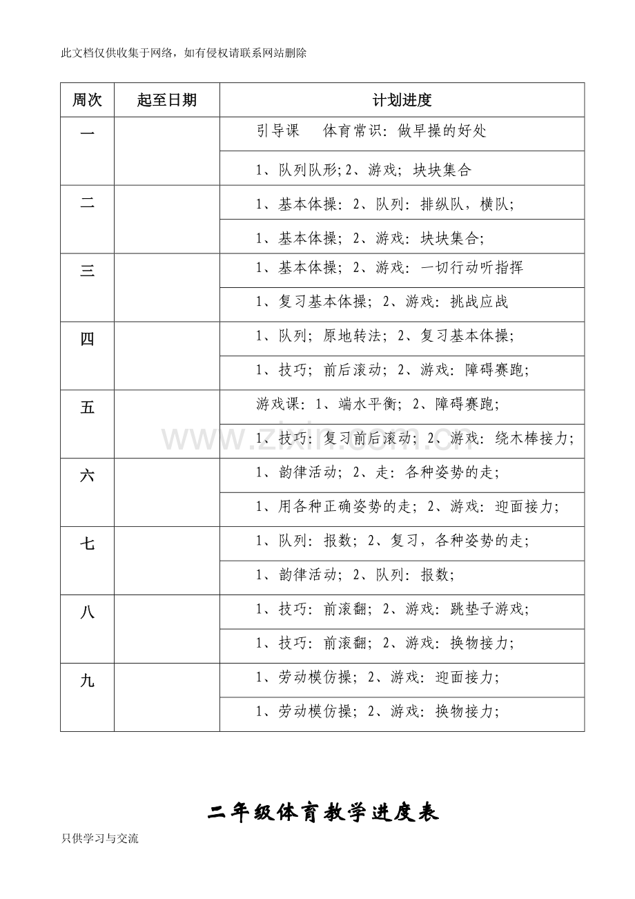 小学二年级体育上册教学计划培训课件.doc_第3页