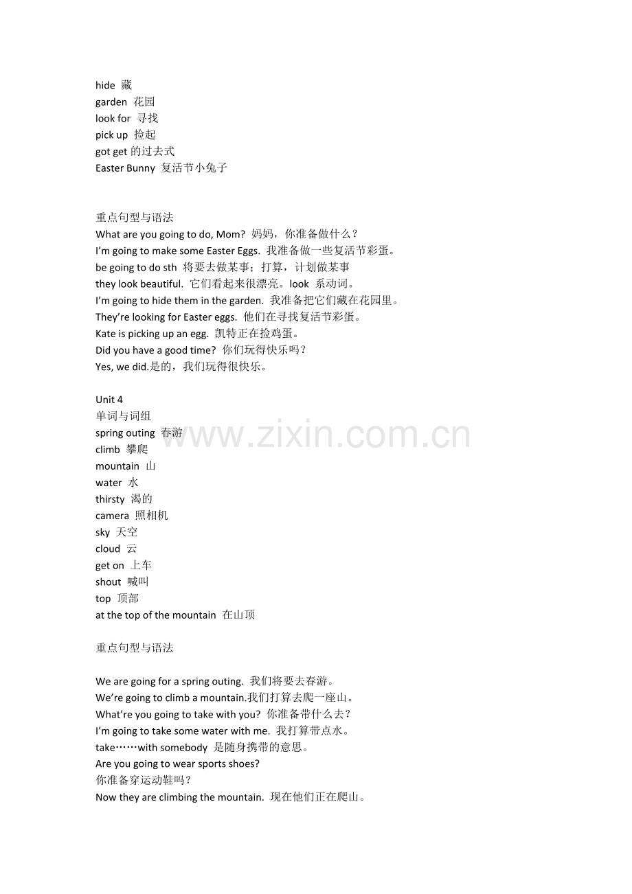 闽教版小学英语五年级下册知识点12425说课材料.doc_第3页