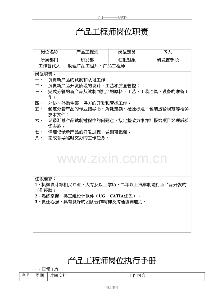 产品工程师岗位职责及执行手册教学文稿.doc_第2页