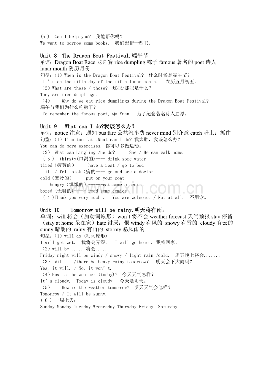 湘少版小学英语六年级下册复习重点word版本.doc_第3页