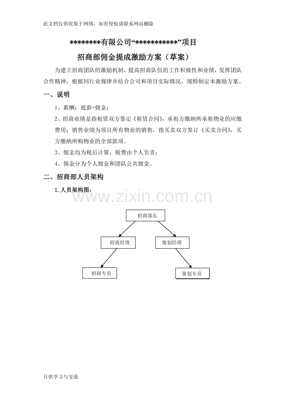 商部佣金提成激励方案教学教材.doc_第1页