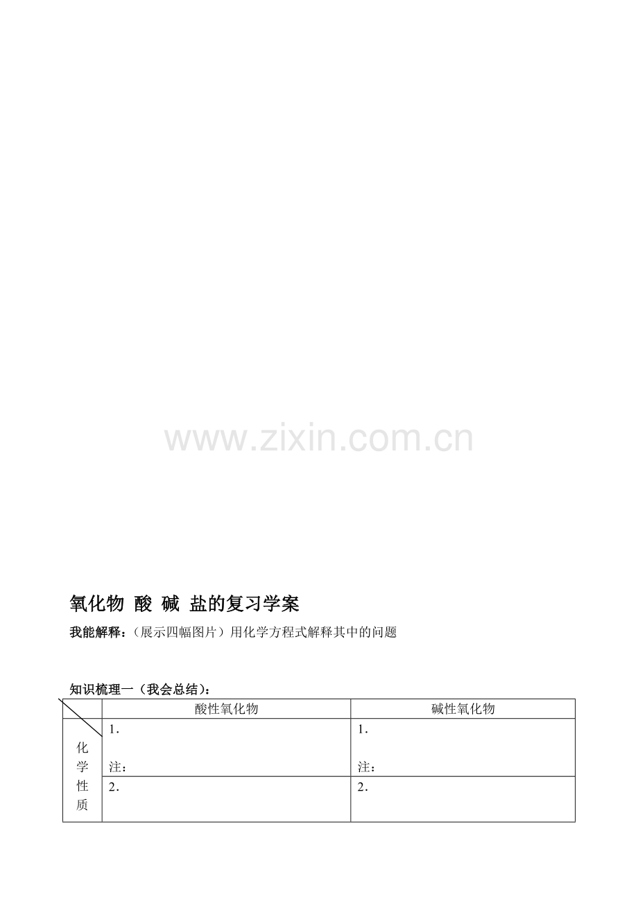 初中化学《氧化物酸碱盐》复习学案.doc_第1页